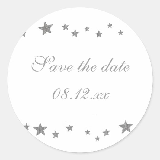 Silver Stars Border, Save the Date Stickers (Vorderseite)