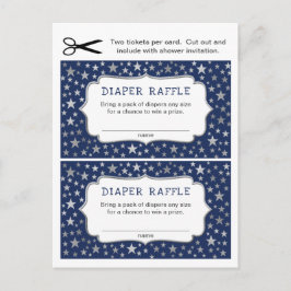 Silver Stars Boy Diaper Raffles Tickets Einladungspostkarte