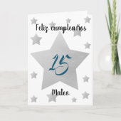 Silver Stars Boy Spanish Geburtstag Karte (Vorderseite)
