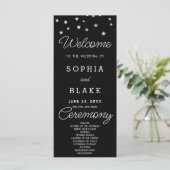 Silver Stars Celestial Black Wedding Program (Stehend Vorderseite)