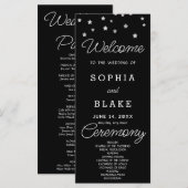 Silver Stars Celestial Black Wedding Program (Vorne/Hinten)