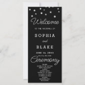 Silver Stars Celestial Black Wedding Program (Vorderseite)
