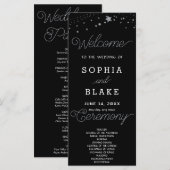 Silver Stars Celestial Black Wedding Program (Vorne/Hinten)
