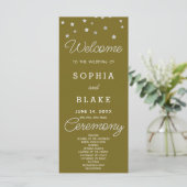 Silver Stars Celestial Dark Gold Wedding Program (Stehend Vorderseite)