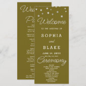 Silver Stars Celestial Dark Gold Wedding Program (Vorne/Hinten)