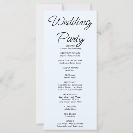 Silver Stars Celestial Light Blue Wedding Program (Rückseite)