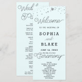 Silver Stars Celestial Light Blue Wedding Program (Vorne/Hinten)