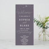 Silver Stars Celestial Smoke Gray Wedding Program (Stehend Vorderseite)
