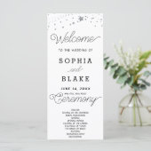 Silver Stars Celestial White Wedding Program (Stehend Vorderseite)