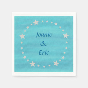 Silver Stars Circle Blended Blue Names Napkins Serviette