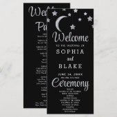 Silver Stars Crescent Moon Black Wedding Programm (Vorne/Hinten)