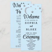 Silver Stars Crescent Moon Blue Wedding Program (Vorne/Hinten)