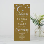 Silver Stars Crescent Moon Gold Wedding Program (Stehend Vorderseite)