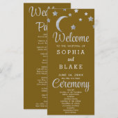 Silver Stars Crescent Moon Gold Wedding Program (Vorne/Hinten)
