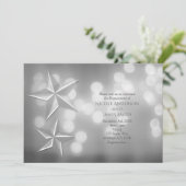 Silver Stars & Elegante Bokeh Lights Verlobung Einladung (Stehend Vorderseite)