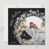 Silver Stars Foto Frohe Weihnachten Schwarz (Vorderseite)