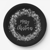 Silver Stars Frohe Weihnachten Pappteller (Vorderseite)