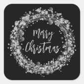 Silver Stars Frohe Weihnachten Quadratischer Aufkleber (Vorderseite)