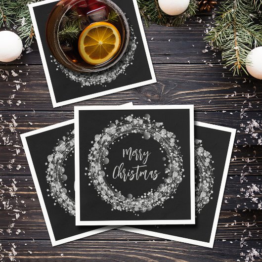 Silver Stars Frohe Weihnachten Serviette