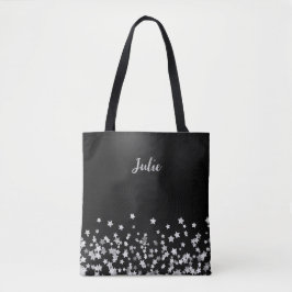 Silver Stars Monogram Personalisiertes Weihnachtsg Tasche