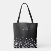 Silver Stars Monogram Personalisiertes Weihnachtsg Tasche (Rückseite)