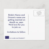 Silver Stars Navy Blue Save the Date Postcard Ankündigungspostkarte (Rückseite)