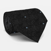 Silver Stars on Black Diagonal Pattern on Neckties Krawatte (Gerollt)