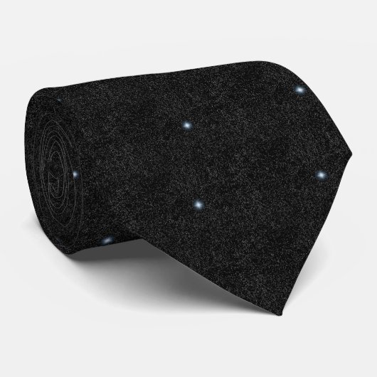 Silver Stars on Black Diagonal Pattern on Neckties Krawatte (Gerollt)