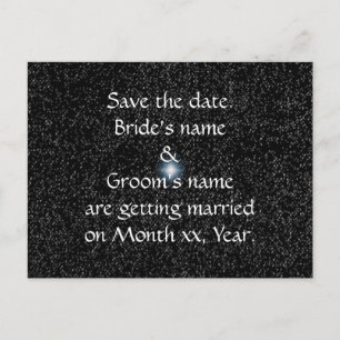 Silver Stars on Black Save the date Postcards Ankündigungspostkarte