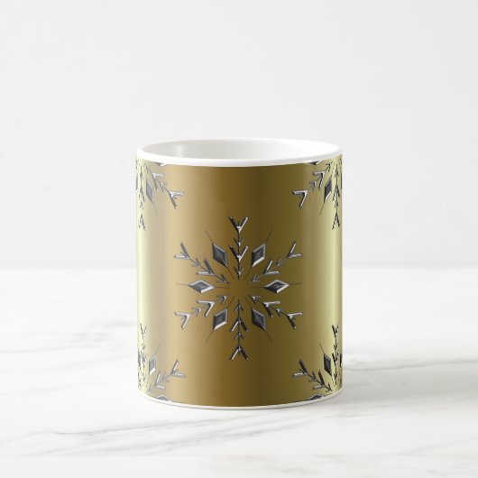 Silver Stars on Gold Christmas Kaffeetasse (Mittel)