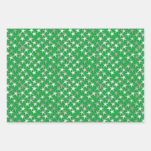 Silver Stars on , Lila, Cobalt Blue und Emerald Geschenkpapier Set (Vorderseite 3)