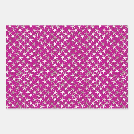 Silver Stars on , Lila, Cobalt Blue und Emerald Geschenkpapier Set (Vorderseite)