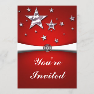 Silver Stars Rote Party Einladung