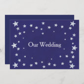 Silver Stars Royal Navy Blue Wedding Einladung (Vorne/Hinten)