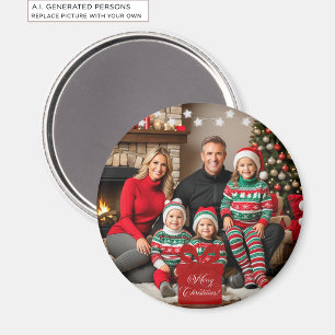 Silver Stars Special Christmas Family Foto Magnet