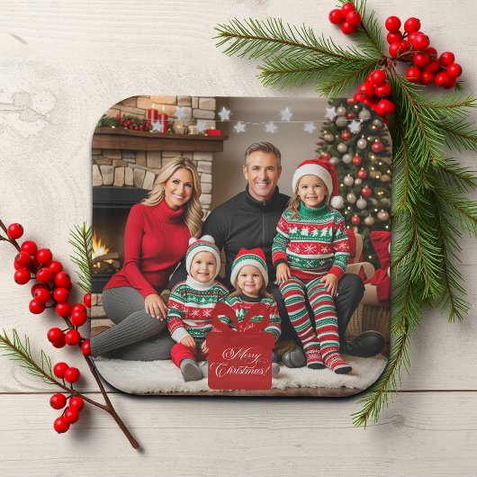 Silver Stars Special Christmas Family Foto Pappteller