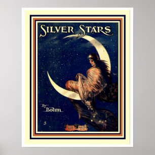 Silver Stars von Bohm Art Nouveau Poster 16 x 20