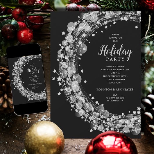 Silver Stars Weihnachtsfeiertag Einladung