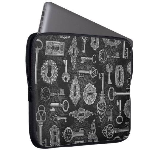 Silver Steampunk Keys und Key Holen Laptop Sleeve (Vorne Rechts)