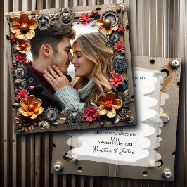 Silver Steampunk Metal Blume Hochzeit Einladung