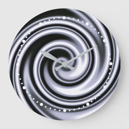 Silver Steel Blue Soft Focus Spiral Swirl Illusion Große Wanduhr (Vorderseite)