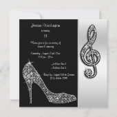 Silver Stiletto & Treble Cleft 21. Geburtstag Einladung (Rückseite)
