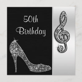 Silver Stiletto & Treble Cleft 50. Geburtstag Einladung