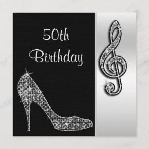 Silver Stiletto & Treble Cleft 50. Geburtstag Einladung