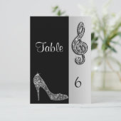 Silver Stiletto & Treble Cleft Einladung (Stehend Vorderseite)