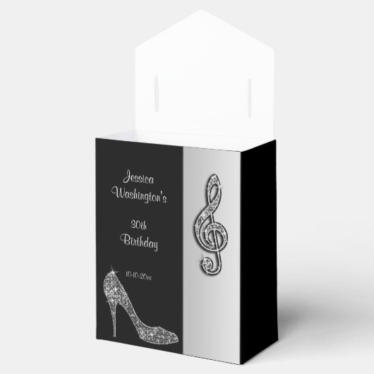 Silver Stiletto & Treble Cleft Geburtstag Geschenkschachtel (Geöffnet)