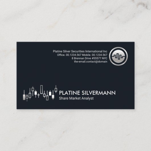 Silver Stock Share Market Graph Money Market Visitenkarte (Vorderseite)