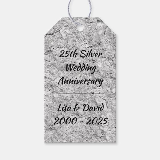 Silver Stone 25. Silver Wedding Jubiläum Geschenkanhänger (Vorderseite)