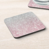 Silver Stone Gary Gold Marmor Lila Glitzer Getränkeuntersetzer (Linke Seite)