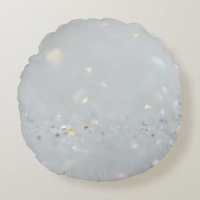Silver Stone Gary Gold Marmor Lila Glitzer Rundes Kissen (Vorderseite)